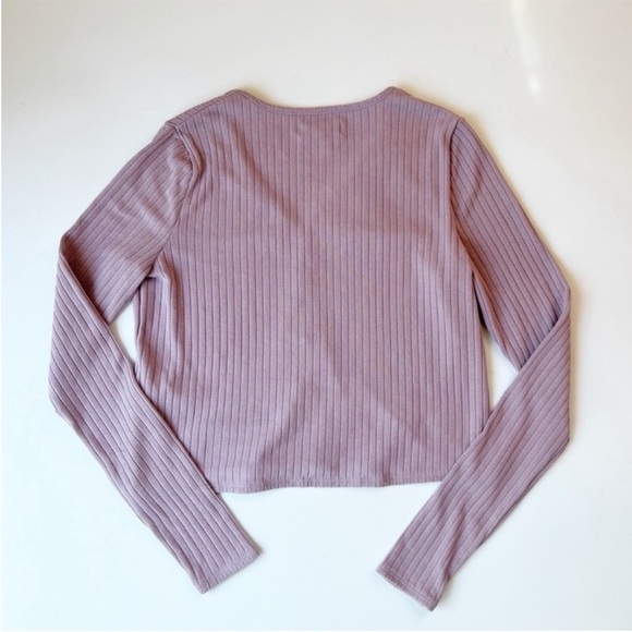 Madewell Ribbed Knit Cardigan Provence Purple Cropped Hook-and-Eye S - Picture 6 of 10